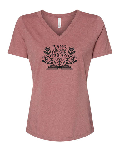 BANS OFF OUR BOOKS Heather Mauve Relaxed V-neck