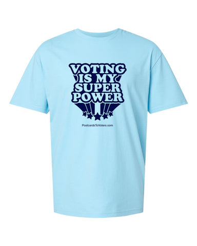 SUPER POWER Unisex Sky Blue T