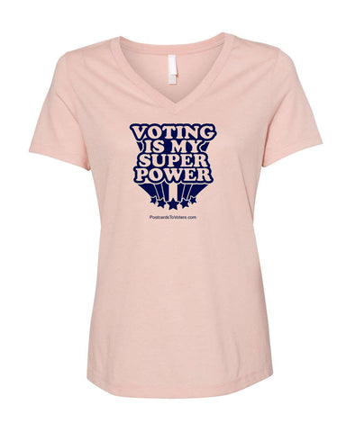 SUPER POWER Women's Heather Peach Relaxed V-neck