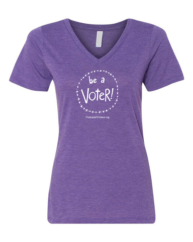 BE A VOTER Women's Purple Tri-Blend Relaxed V-neck