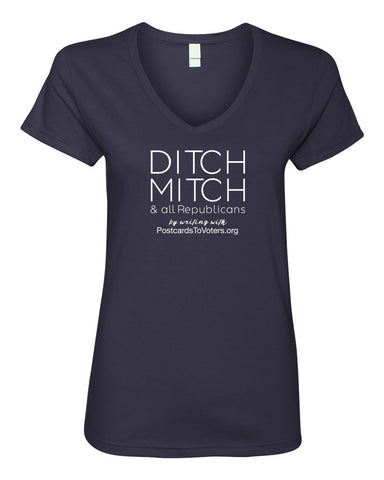DITCH MITCH - PTV Women's Navy V-neck