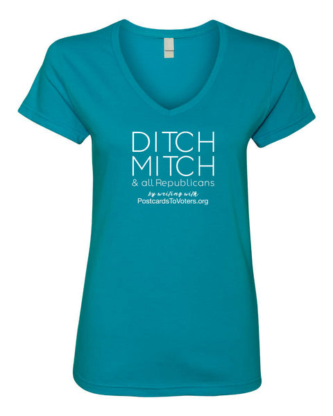 DITCH MITCH - PTV Women's Sea Blue V-neck – Out Loud Shop