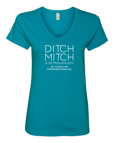 DITCH MITCH - PTV Women's Sea Blue V-neck