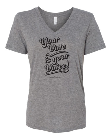 YOUR VOTE Women's Tri-blend Grey Relaxed V-neck