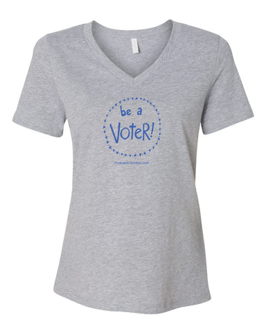 BE A VOTER Women's Heather Grey Relaxed V-neck