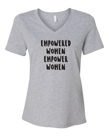 Empowered Relaxed Ladies heather grey V-neck